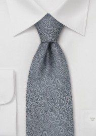 Silver & Gray Paisley Tie by Chevalier