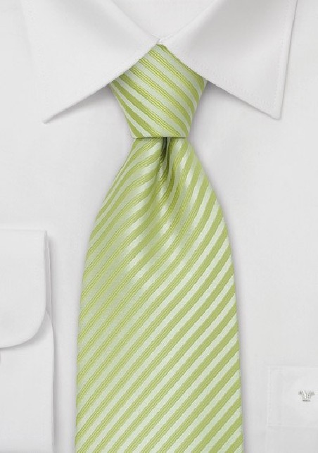Bright Green Tie - Lime Green Tie With Fine Stripes