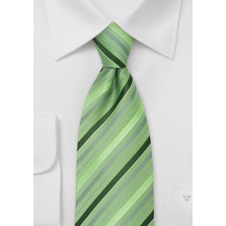 Moss Green Striped Necktie