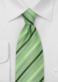 Moss Green Striped Necktie