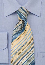 Modern Striped Necktie in Yellow and Blue