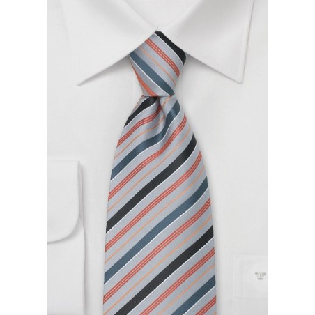 Silver Neckties - Striped Tie In Silver-Periwinkle