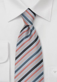 Silver Neckties - Striped Tie In Silver-Periwinkle