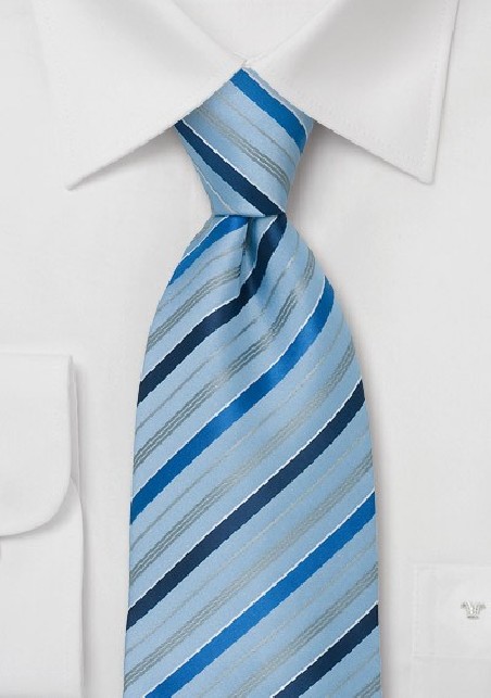 Light Blue Neckties - Striped Sky Blue Mens Tie