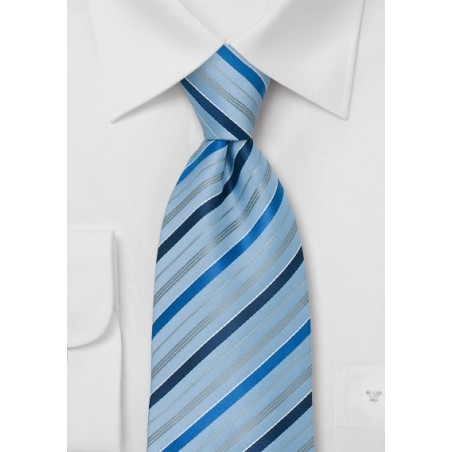Light Blue Neckties - Striped Sky Blue Mens Tie