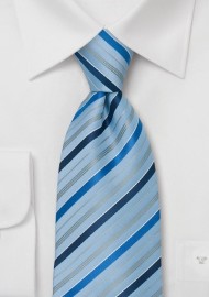 Light Blue Neckties - Striped Sky Blue Mens Tie