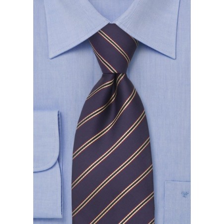 Dark Purple Neckties - Striped Tie in Eggplant Color