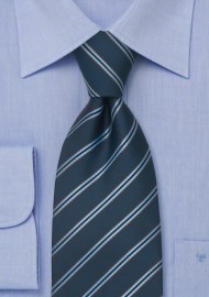 Navy Blue Mens Ties - Dark Blue Striped Necktie