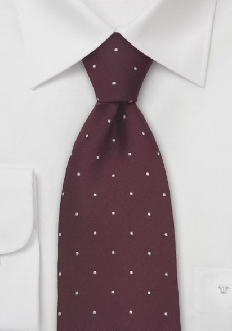 Burgundy and White Polka Dot Tie by Chevalier