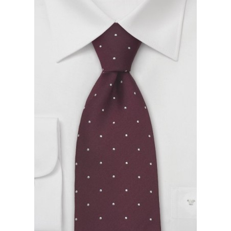 Burgundy and White Polka Dot Tie by Chevalier