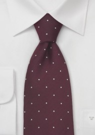 Burgundy and White Polka Dot Tie by Chevalier