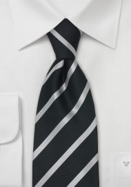 Black and Silver Striped Silk Tie