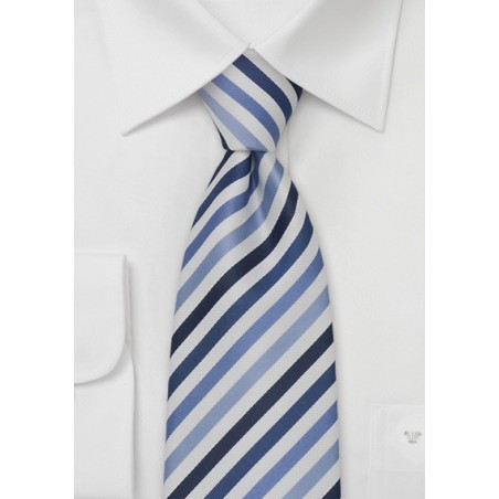 Modern Blue and White Striped Mens Tie