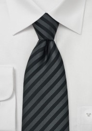 Charcoal Silk Tie With Subtle Stripes