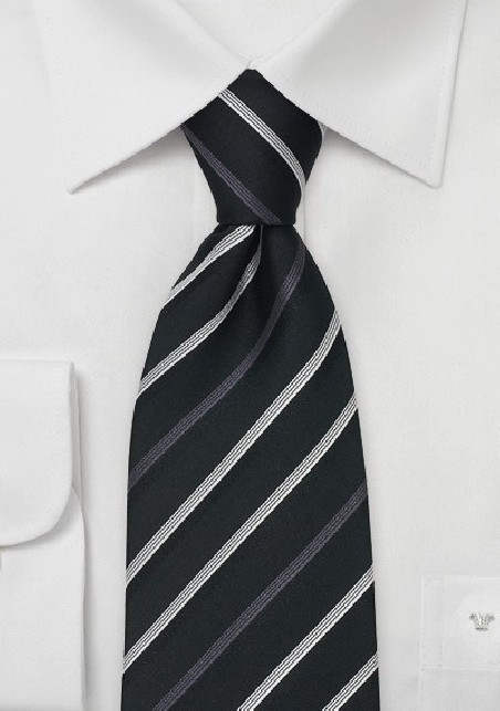 Modern Black Silk Tie by Designer Cavallieri