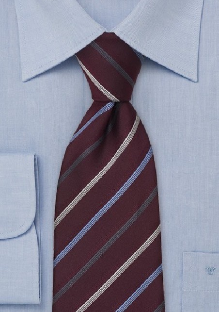 Wine Red Striped Tie by Cavallieri