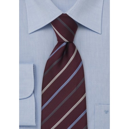 Wine Red Striped Tie by Cavallieri