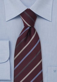 Wine Red Striped Tie by Cavallieri