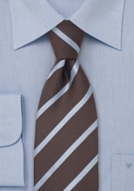 Brown and Blue Striped Tie in XL Size