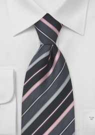 Gray Tie With Striped in Pink and Baby Blue by Cavallieri