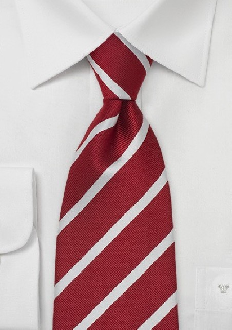Cherry Red Striped Silk Tie