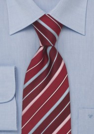 Striped Mens Tie in Red, Pink, and Blue