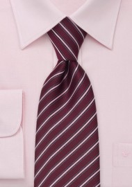 Venetian Red Tie With Narrow Pink Stripes