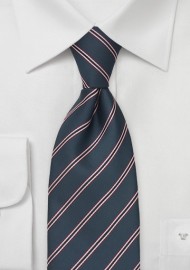Taupe Gray Tie With Modern Pink Stripes