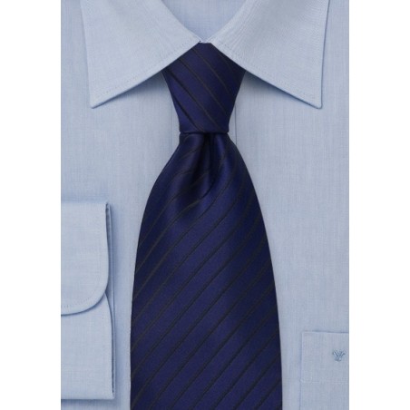 Sapphire Blue and Black Striped Tie