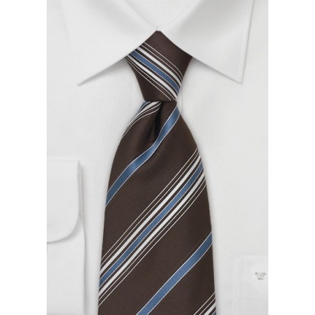 XL Mens Tie by Cavallieri in Brown & Light Blue