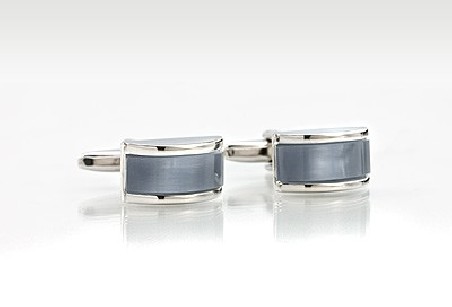Designer Cufflink Set With Sky-Blue Stone Setting