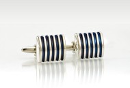 Designer Cufflink Set in Silver and Navy