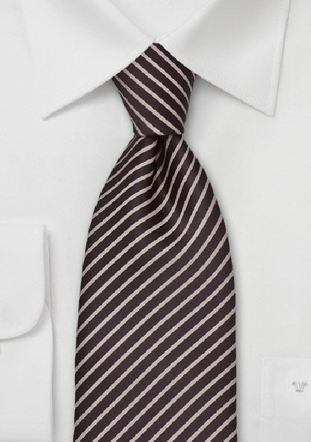 Coffee Brown and Tan Striped Tie