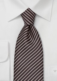 Coffee Brown and Tan Striped Tie