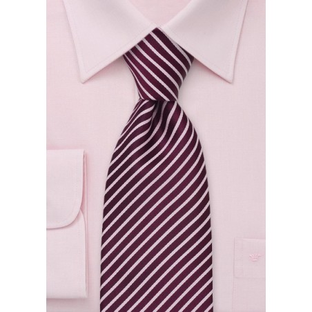 Wine Red and Rose Striped Tie