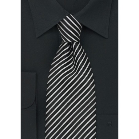 Narrow Striped Tie in Black White