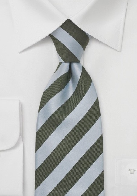 Striped Silk Tie in Baby-Blue and Hunter-Green