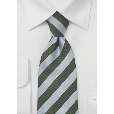 Striped Silk Tie in Baby-Blue and Hunter-Green