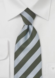 Striped Silk Tie in Baby-Blue and Hunter-Green