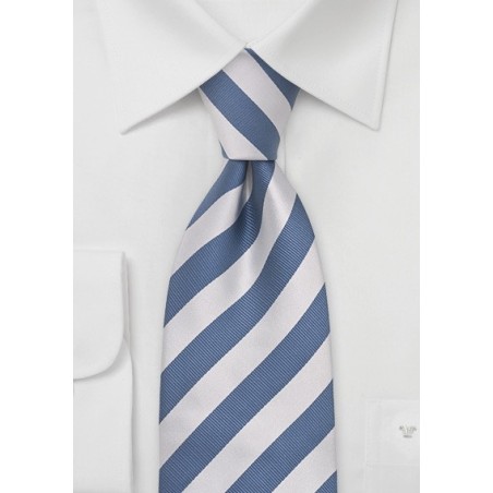 Blue and Light Silver Striped Necktie