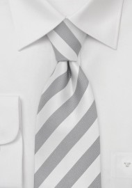 Mens Tie in Silver and White