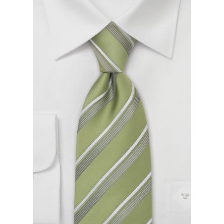 Tea-Green Striped Tie by Cavallieri