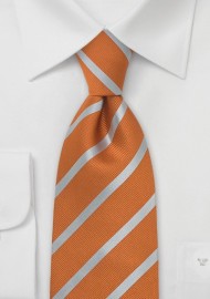 Burned Orange and Silver Striped Silk Tie