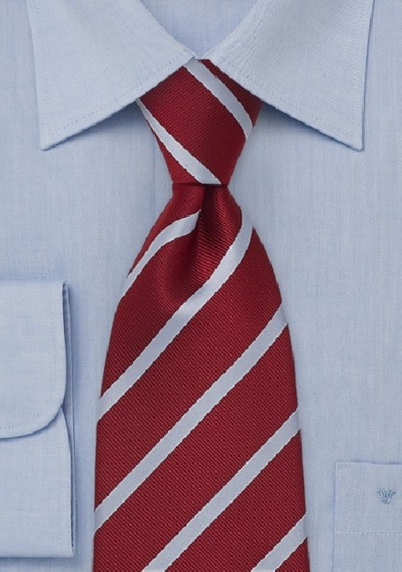 Cherry Red Striped Mens Tie