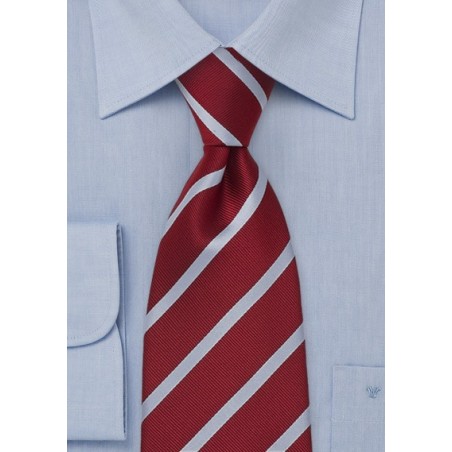 Cherry Red Striped Mens Tie