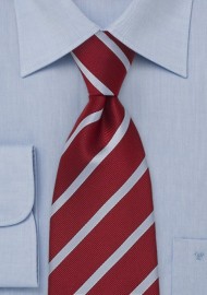 Cherry Red Striped Mens Tie