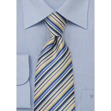 Modern Yellow and Blue Striped Tie by Cavallieri