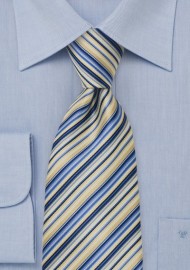 Modern Yellow and Blue Striped Tie by Cavallieri
