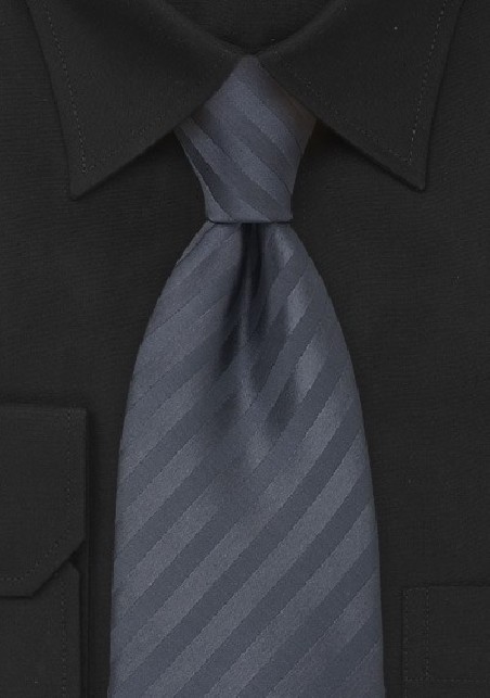 Charcoal Gray Striped Tie