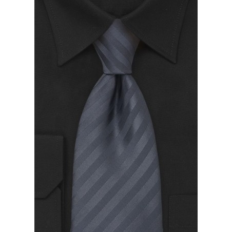 Charcoal Gray Striped Tie